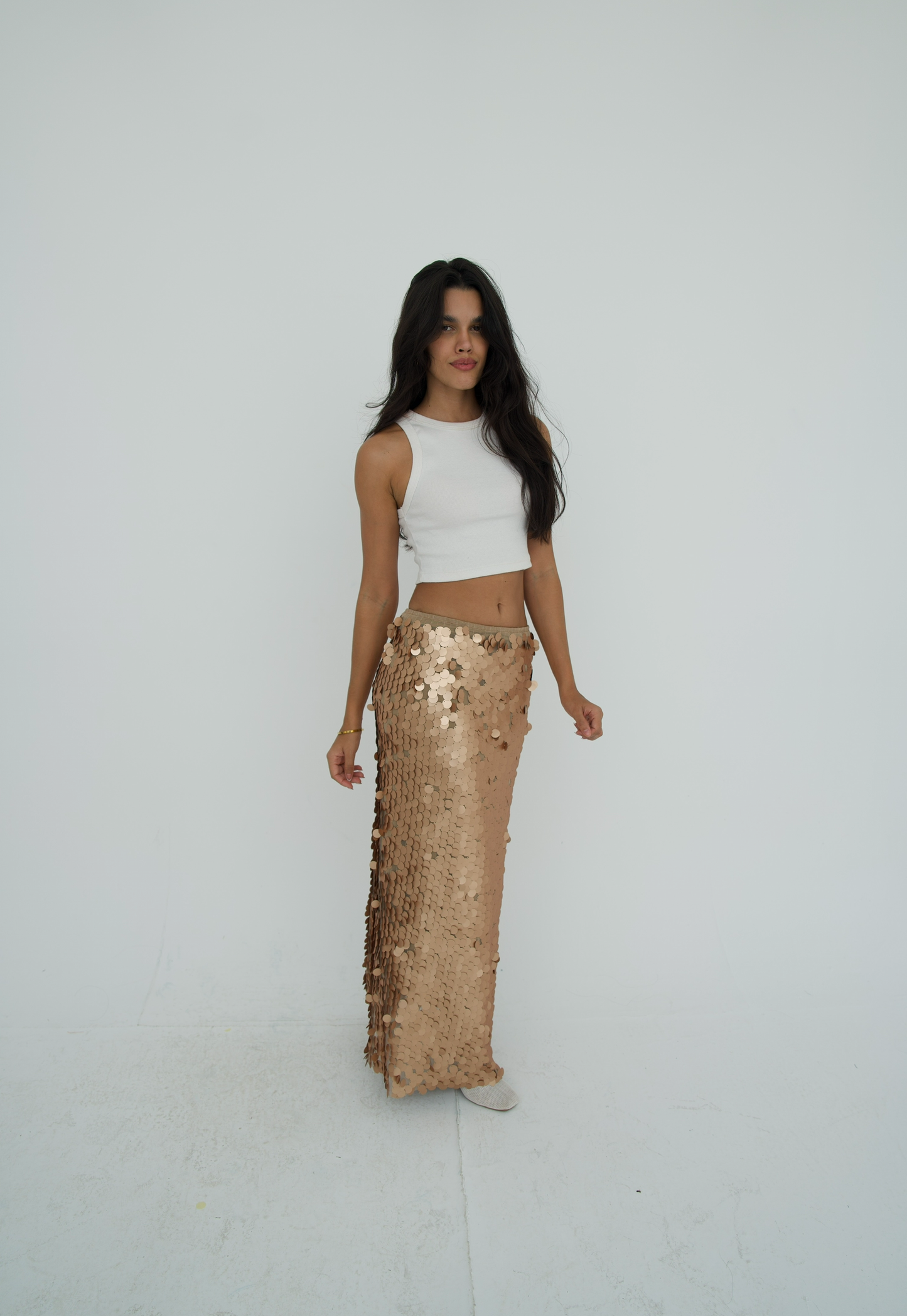 Full length bling skirt with slit