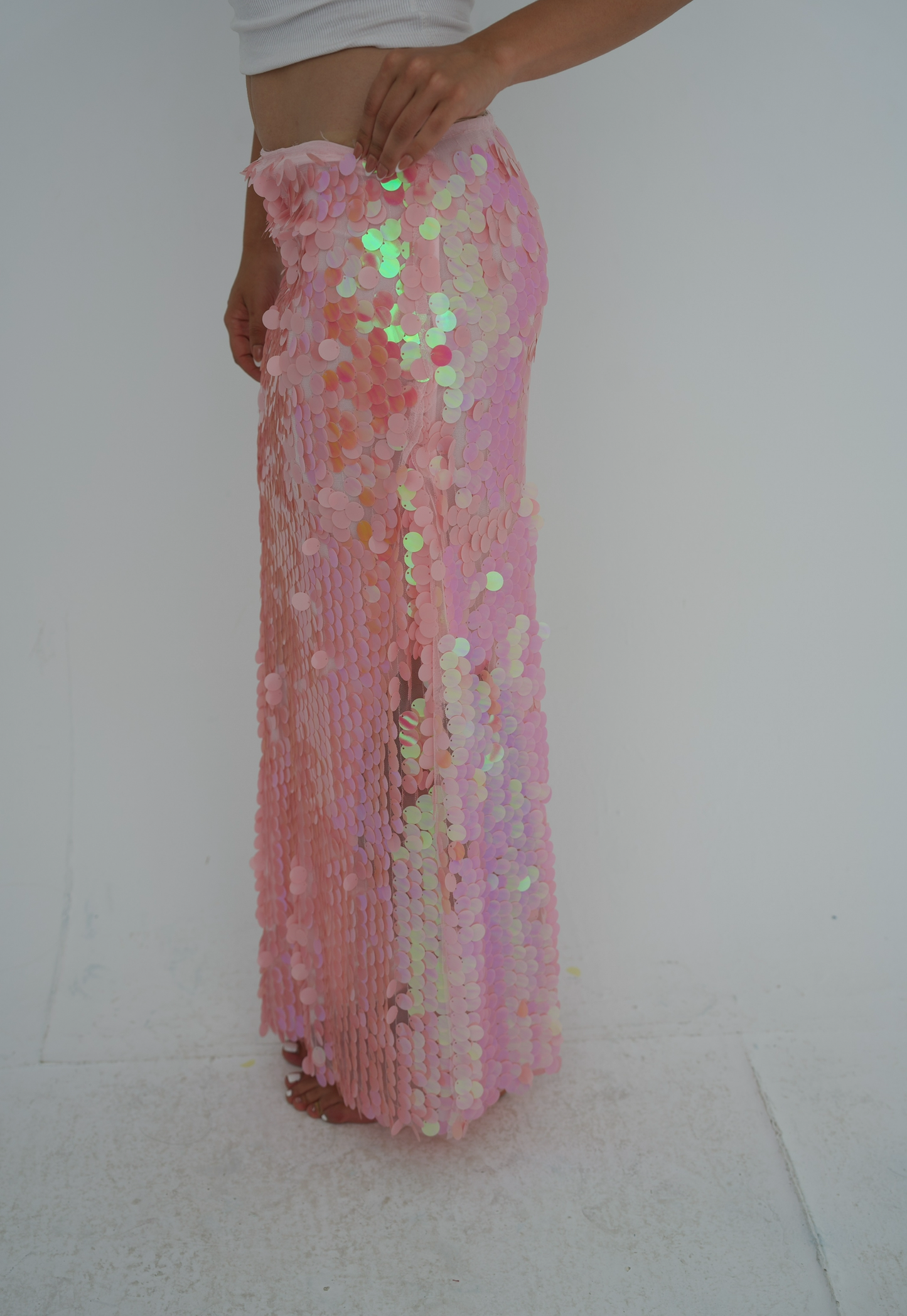 Full length bling skirt with slit