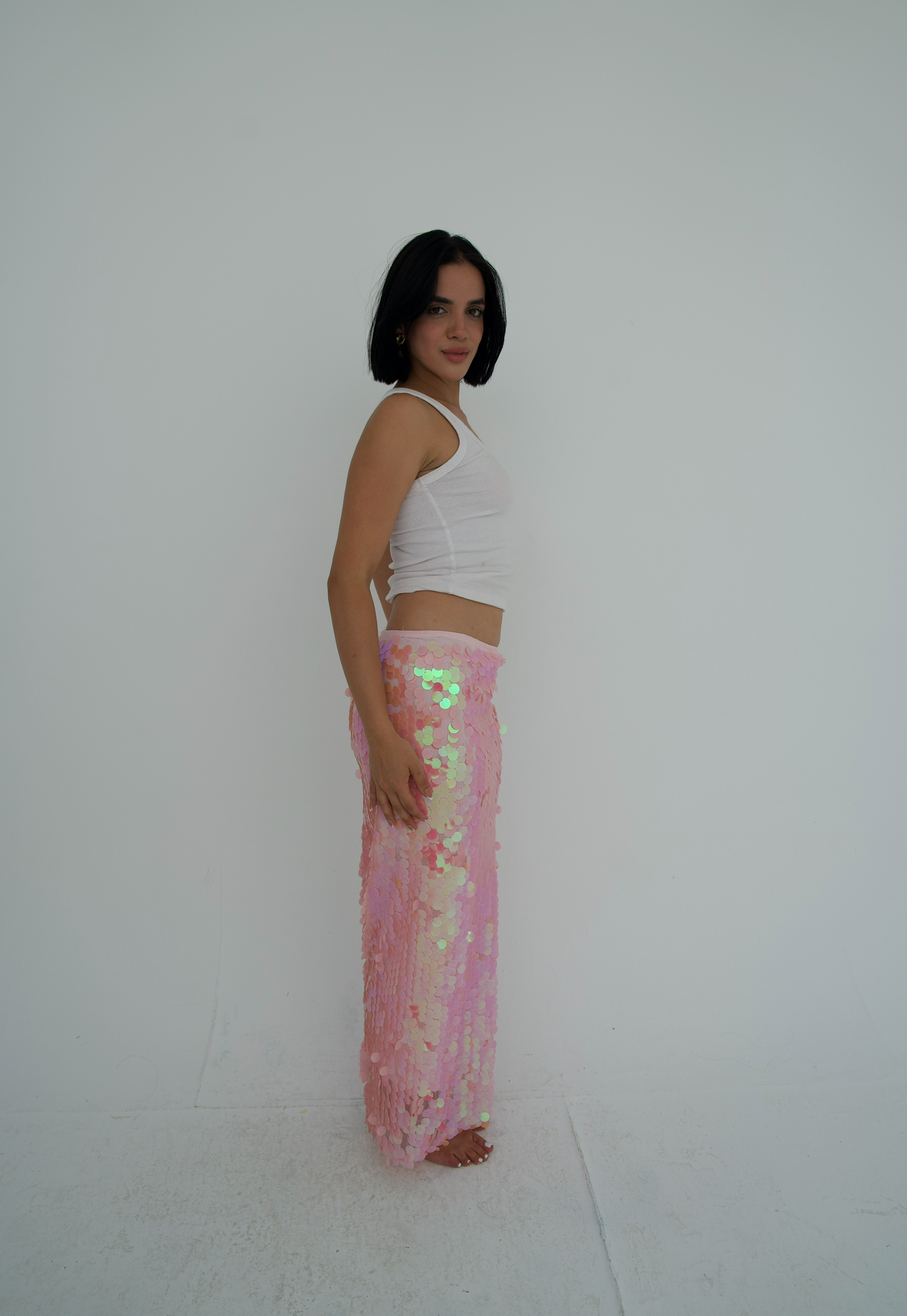 Full length bling skirt with slit