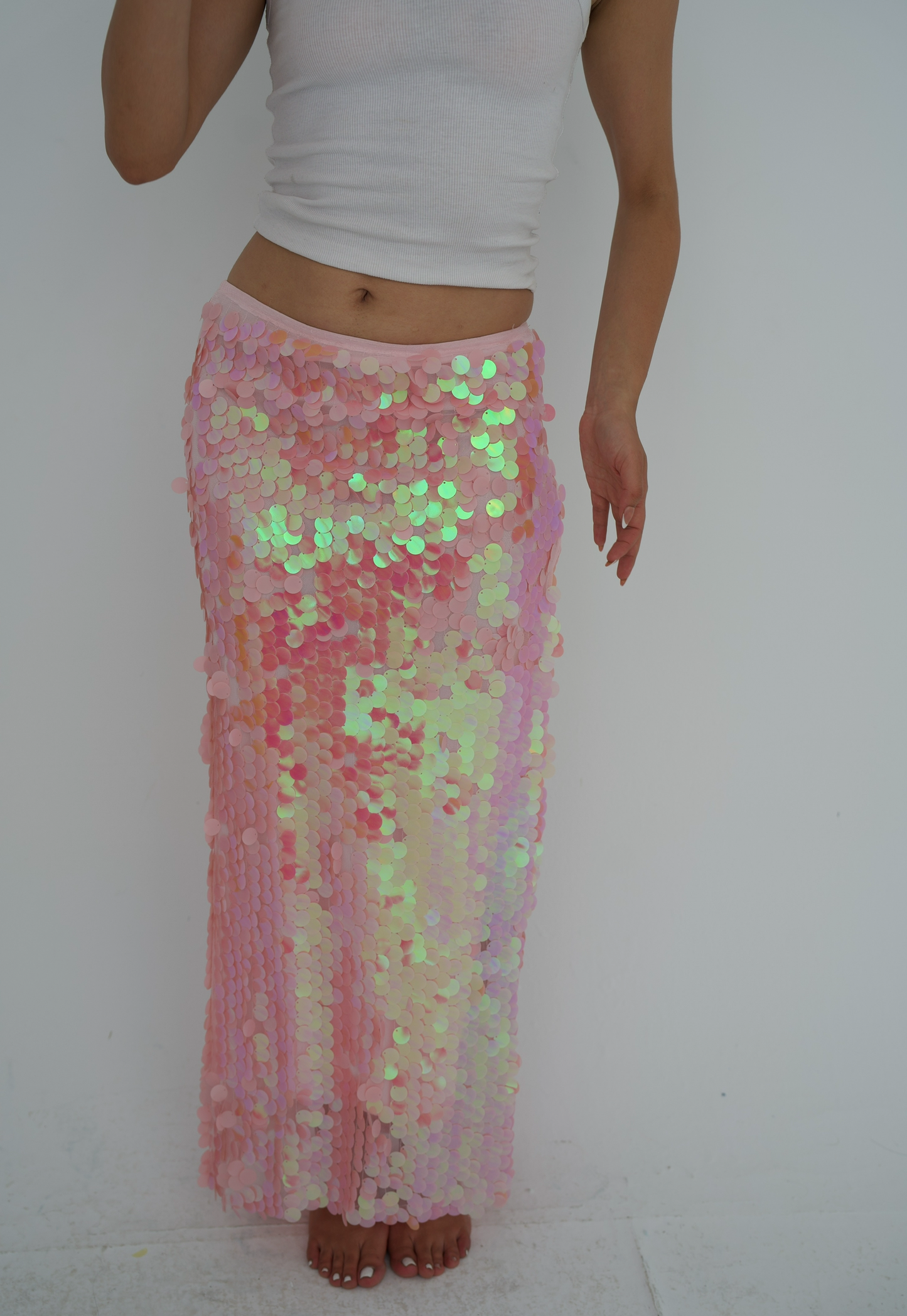 Full length bling skirt with slit
