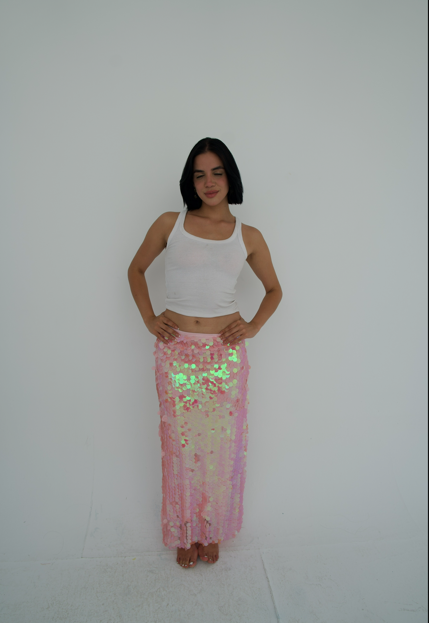 Full length bling skirt with slit