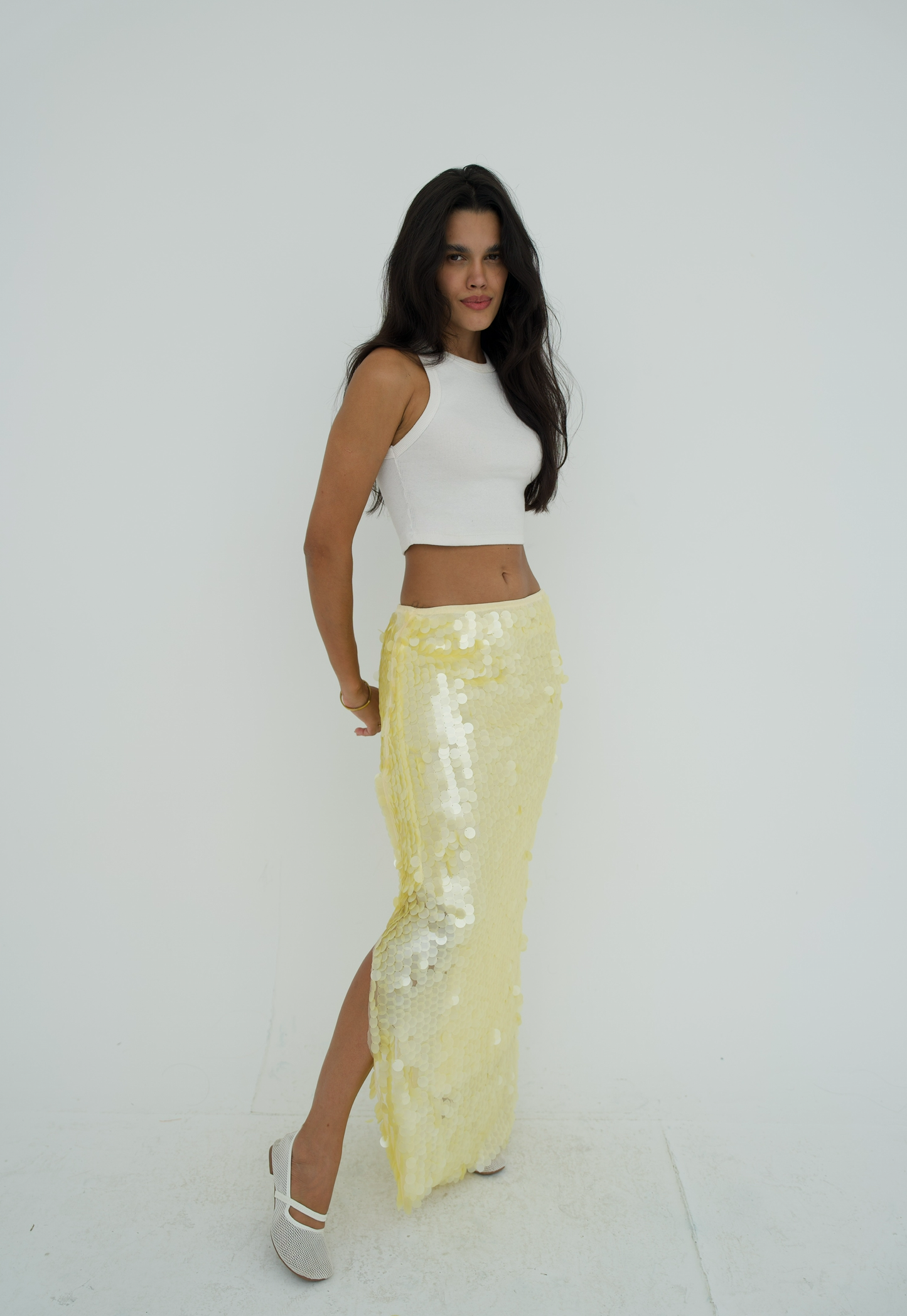 Full length bling skirt with slit