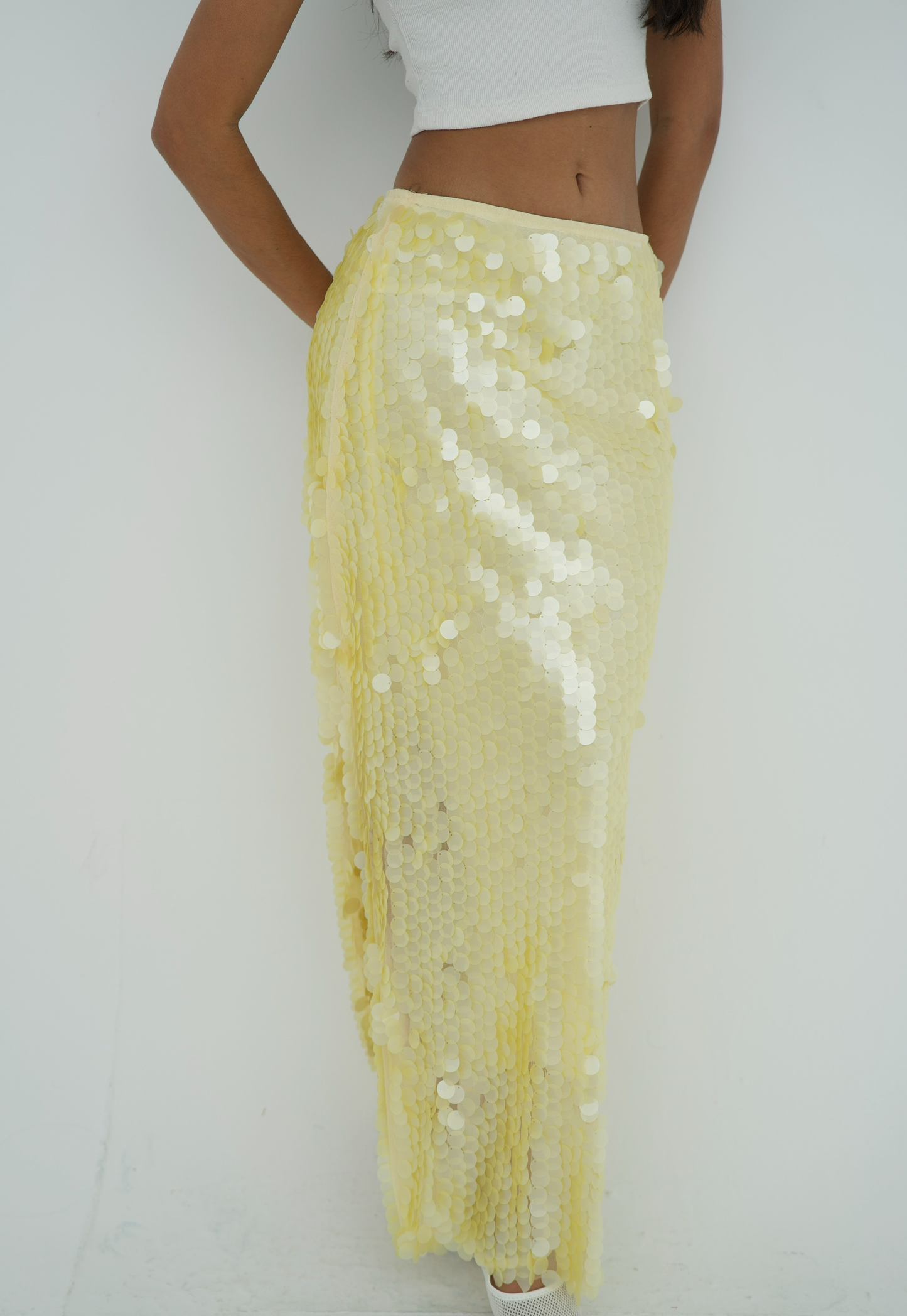 Full length bling skirt with slit