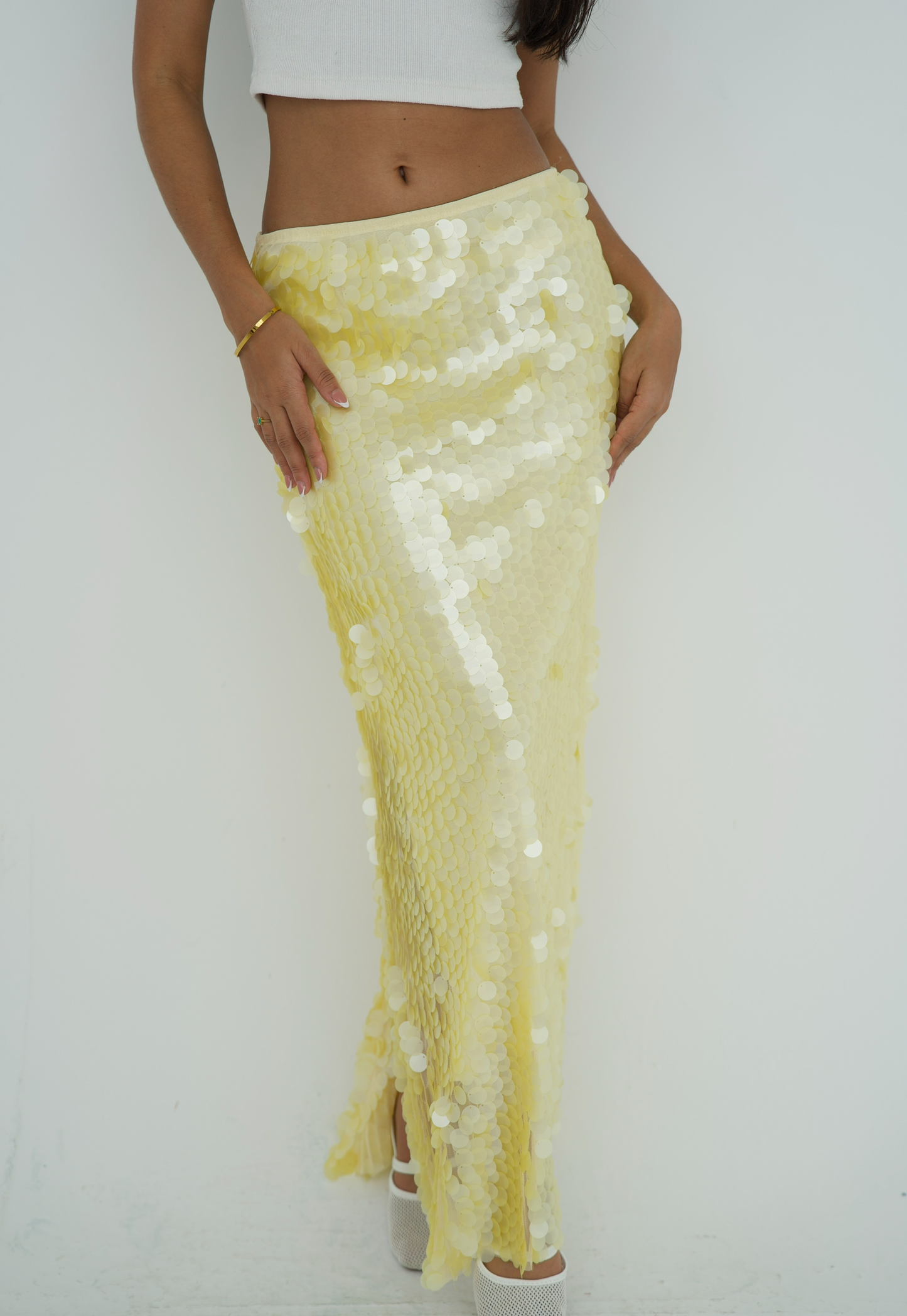 Full length bling skirt with slit