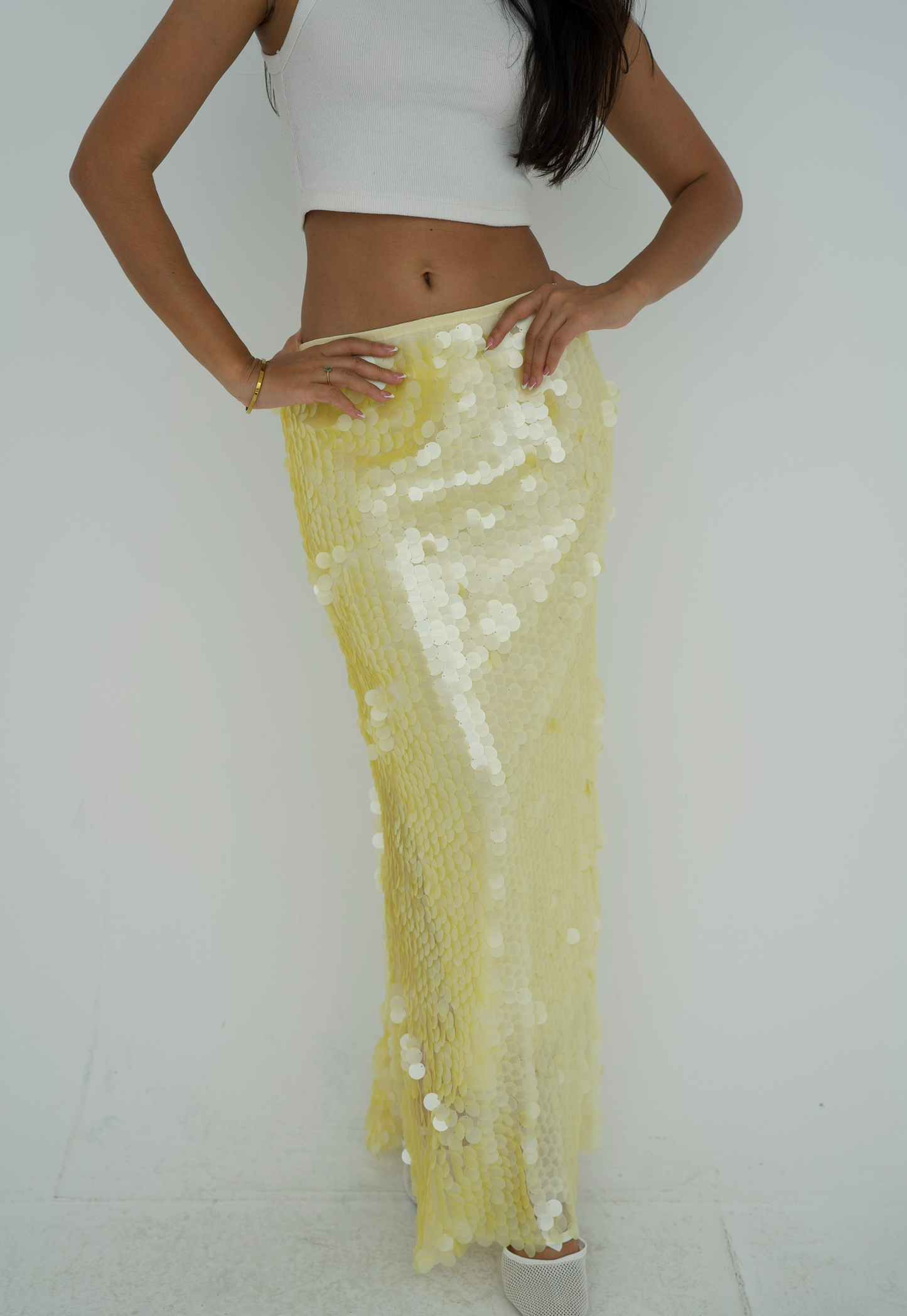 Full length bling skirt with slit